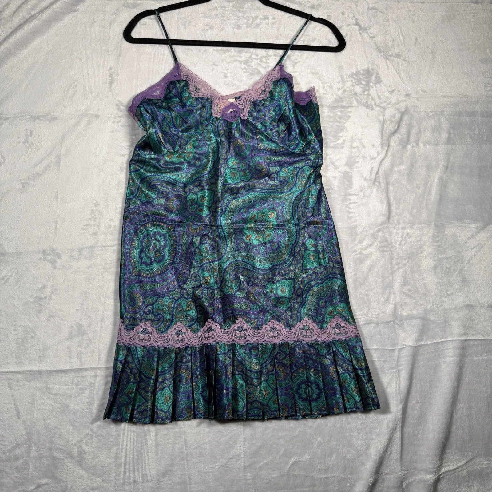 UNDERCOVER Abito slip vintage Victoria's Secret etichetta oro raso lingerie babydoll taglia P S