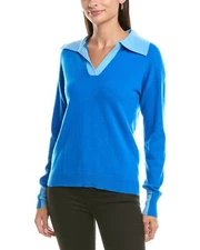 Incashmere Polo Cashmere Sweater Women's Blue Xl