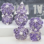 Hollow DND Dice Set Metal Wizard Dice with Box, 7pcs Silver Purple Polyhedral...
