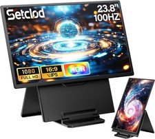 23.8" Large Portable Monitor, 1080P FHD 100Hz Laptop Screen Extender, IPS 125