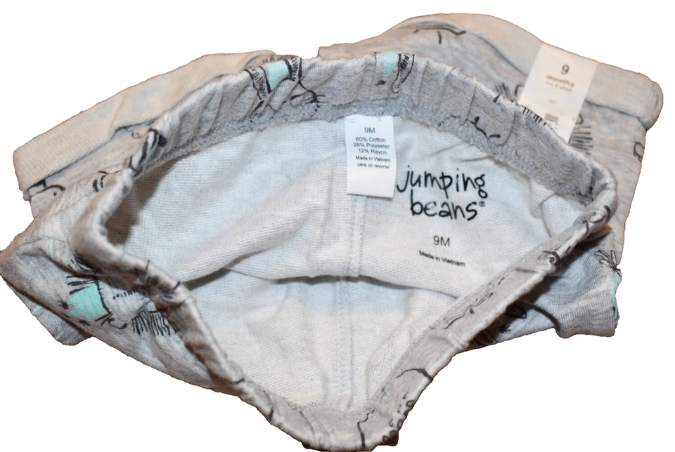 Pantalones Cortos K3 NUEVOS CON ETIQUETAS JUMPING BEANS Niños 9M 6-9M Gris Safari Tejido Foto 3 de 3