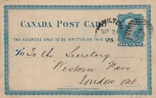 HAMILTON #5 DUPLEX 1875 ANNULLO FRANCOBOLLO SU CARTA UX 2