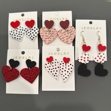 Five sets Valentines Day Earrings brand new with tags heart love    mint