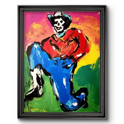 Aleph Hand Painted Original Impressionist 11x14 Acrylic Painting Cowboy Canvas 