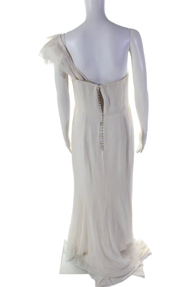 Vestido sin mangas con volantes crema talla 10 J. Mendel para mujer Foto 3 de 4