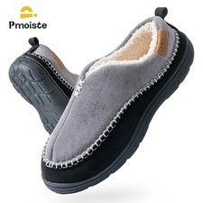 DUNLOP MENS MEMORY FOAM SLIPPERS WARM FUR COSY INDOOR SLIP ON MOCCASINS SHOES