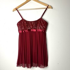 Vtg Rampage Babydoll Tank Top Red Sequin Y2K Fairy Whimsigoth Club Vamp 90s S