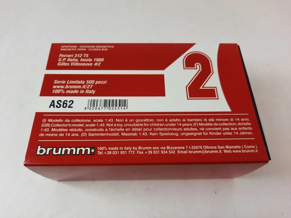 Brumm Ferrari 312 T5 #2 Gilles Villeneuve Imola 1980 crash 1/43 AS62 - Immagine 4 di 4