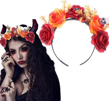 Halloween Rose Flower Crown Headband Day of the Dead Women Girls Party Dress up