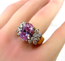 Pink Lavender crystal cocktail Ring Size 9.25...