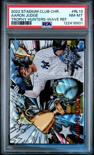 2022 TOPPS STADIUM CLUB CHROME TROPHY HUNTERS RL13 AARON JUDGE WAVE REFRAC PSA 8