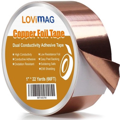 Copper Foil Tape 1''X66ft with Conductive Adhesive For Guitar & EMI Shielding US.