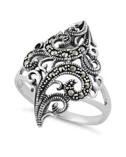MARCASITE SWIRL Size 10 925 STERLING SILVER Ring.