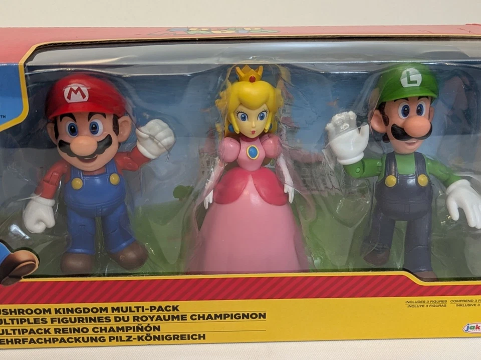 Super Mario 4" Mushroom Kingdom Paquete de 3 Mario Luigi Princesa Melocotón Diorama Set Foto 2 de 4