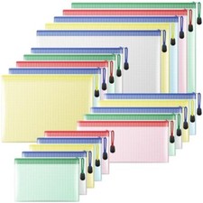 Mesh Zipper Pouch 20PCS Waterproof Zipper Bags 4 Sizes 5 Colors Document Fold...