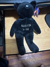 Vintage WWF WWE Attitude Bear Stone Cold Steve Austin Plush Beanie 3:16