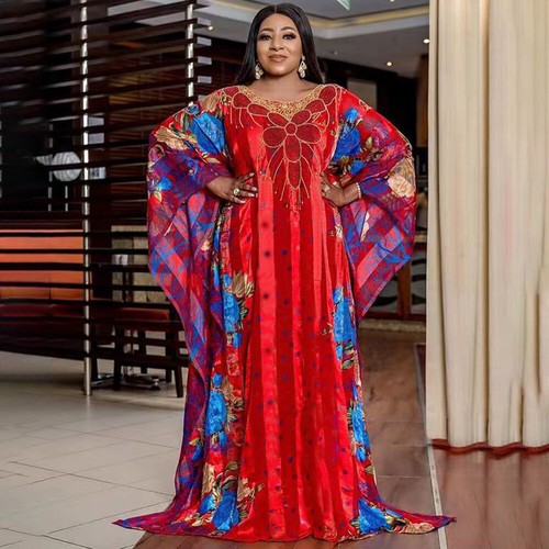 African Women Batwing Sleeve Robe Cocktail Party Gown Loose Long Maxi Dress New - Picture 6 of 43