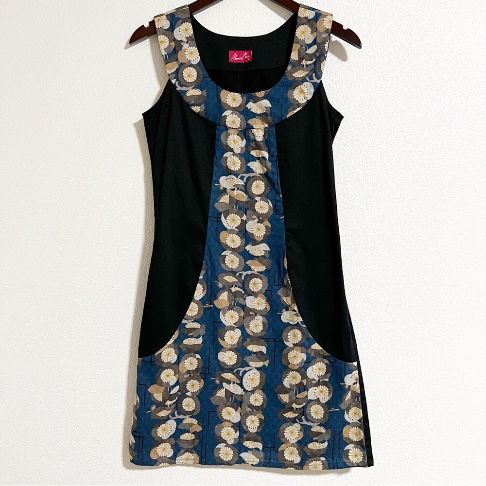 Marcie Mai Retro Inspired Floral Sheath Dress Black Blue Size 6 | eBay