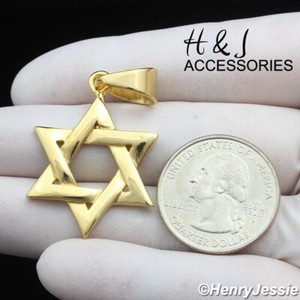 Authentic MEN's Gold Plated Jewish Star of David Pendant*AGP137