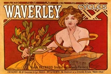 WAVERLEY CYCLES FASHION GIRL BICYCLE CYCLES PARIS FRENCH VINTAGE POSTER REPRO