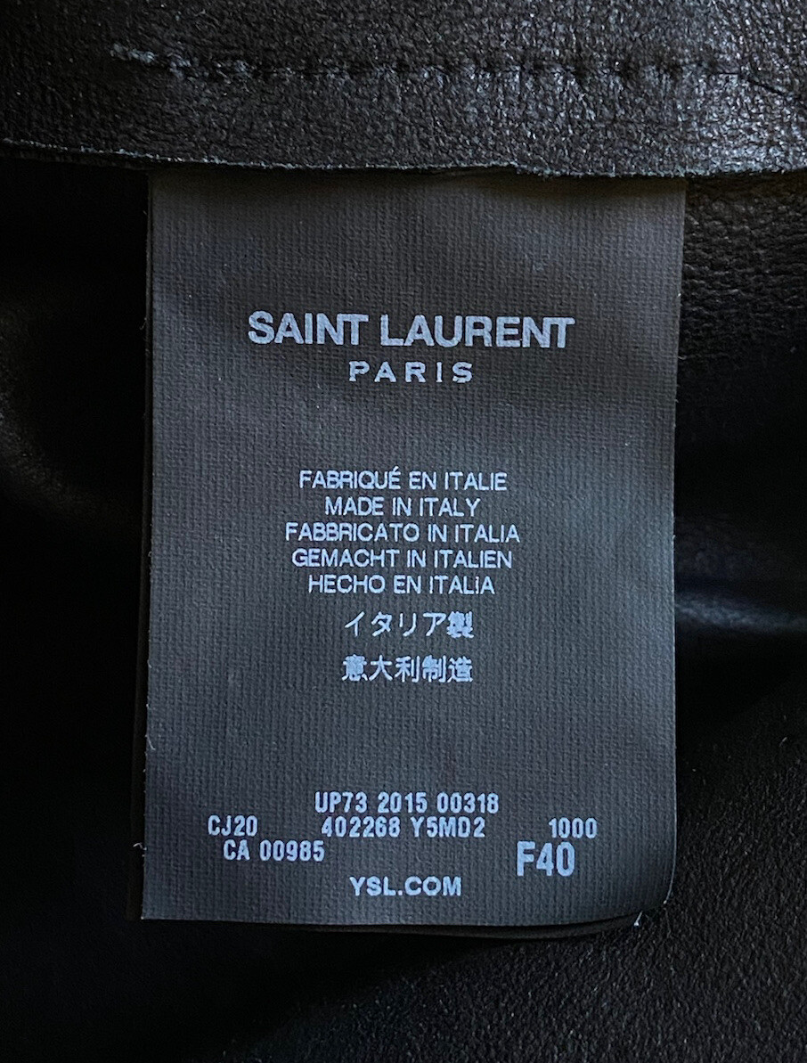 SAINT LAURENT⚡️2015 Abito in pelle e pizzo senza maniche in guaina taglia 40 L