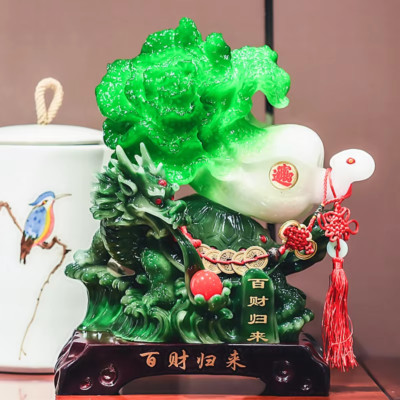 1pc Feng Shui Resin BaiCai / Cabbage Fortune Ornaments, 22x13x23cm (LxWxH)