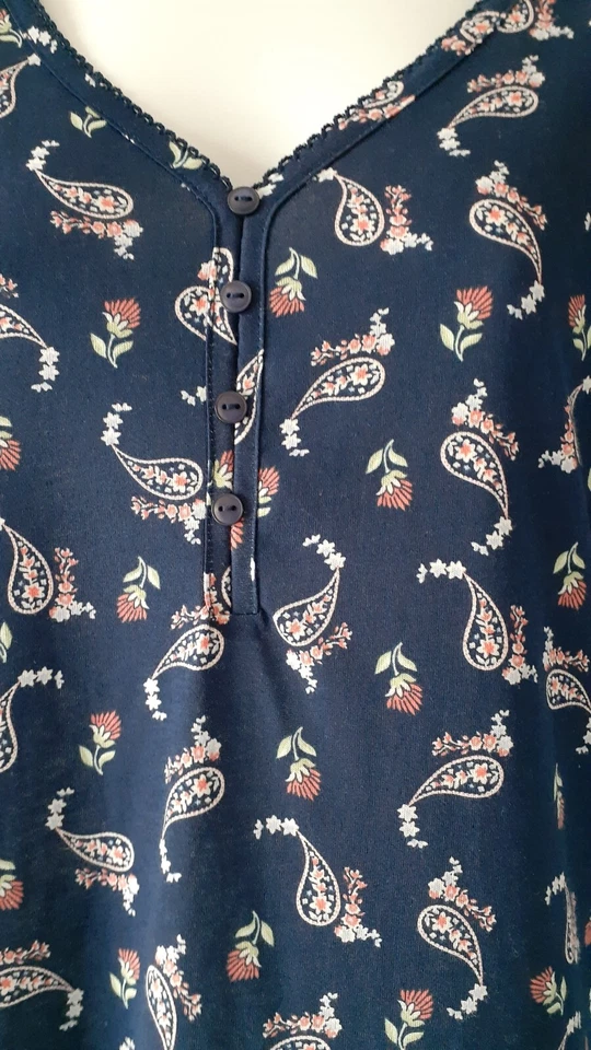 Camisón Charter Club Azul Blanco Manga Rodillera Pequeño 40" BUSTO Foto 3 de 4