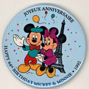 1992 Happy 64th Birthday Mickey Minnie 3 Pinback Button Ebay
