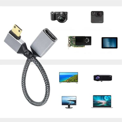 Mini HDMI Stecker auf HDMI Buchse kompatibel Verlängerungskabel Konverter Adapter Winkel - Bild 2 von 9