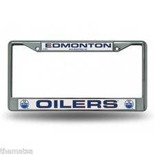 EDMONTON OILERS TEAM LOGO NHL CHROME LICENSE PLATE FRAME MADE IN USA