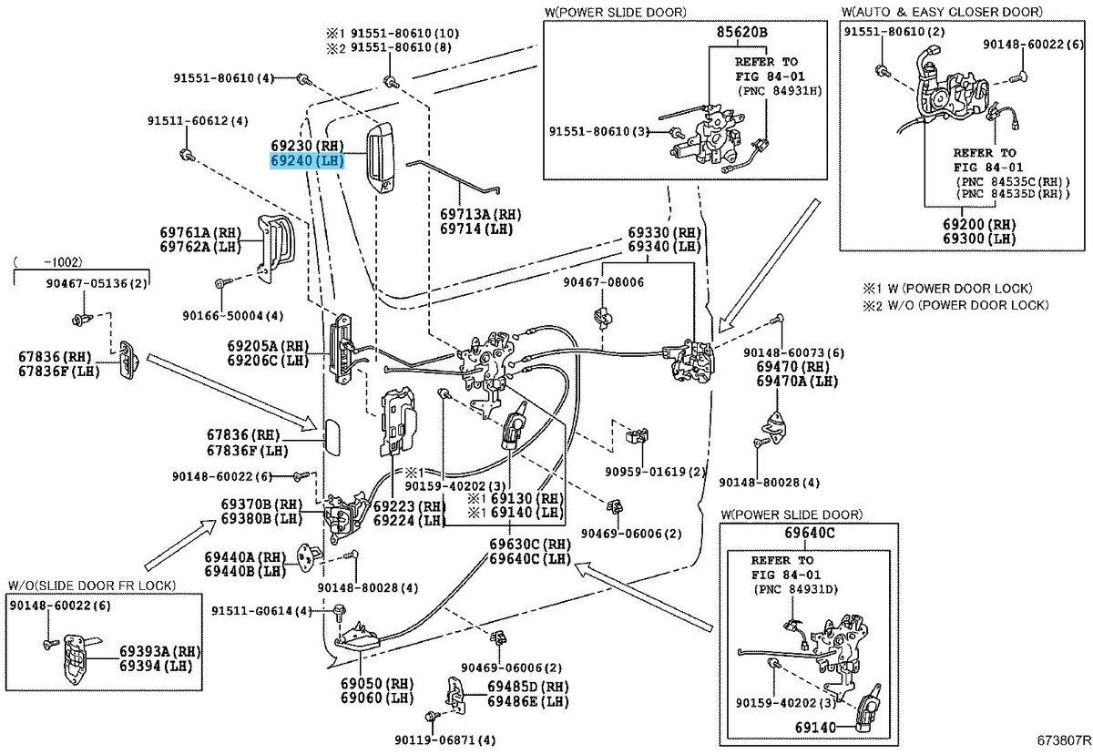 TOYOTA HIACE KDH220 06-13 Genuine Rear Door Outside Handle LH
