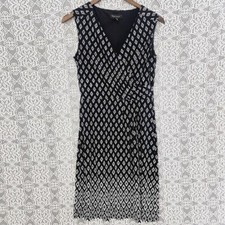 White House Black Market Black Wrap Sleeveless Printed Mini Sheath Dress 4