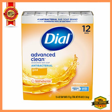 Dial Antibacterial Deodorant Bar Soap, Advanced Clean, Gold, 4 oz, 12 Bars
