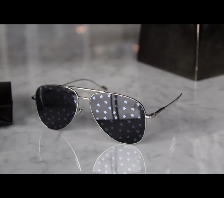 Occhiali da sole autentici YSL Yves Saint Laurent titanio aviatore super stelle SL 193T