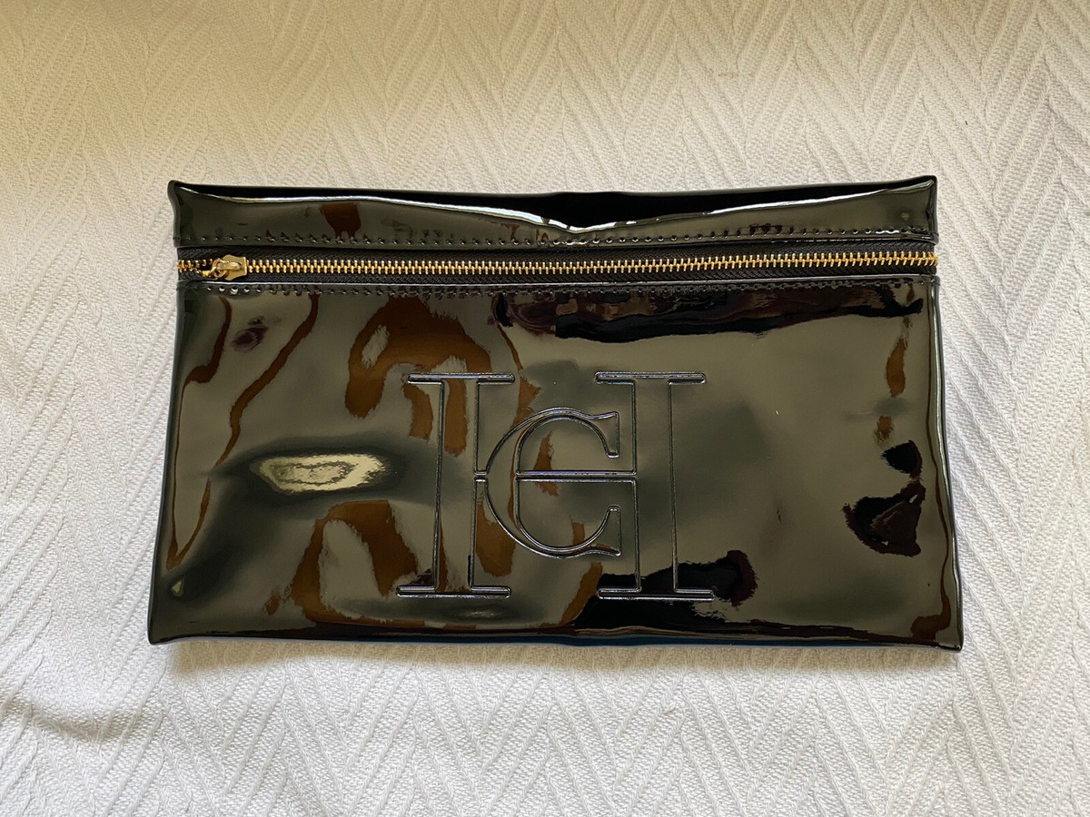 CAROLINA HERRERA Good Girl Patent Black Clutch Makeup Cosmetic Bag NEW