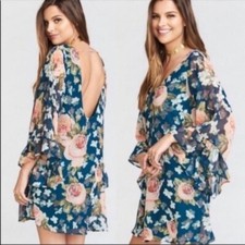 Show me your Mumu Green floral Tunic dress with bell sleeve Small boho BoxJ