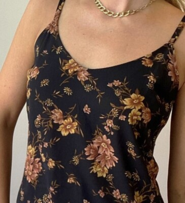#ad #ad Forever 21 Women’s Black Floral Sleeveless Blouse Size Small Camisole Tank EUC $10.95