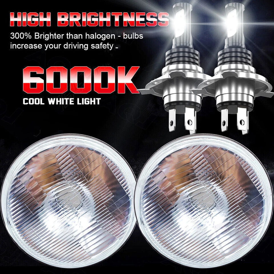 For Dodge D100 D200 D300 Pickup 1969-1974 7" Inch Round LED Headlights Halo DRL - Image 2 of 4