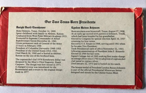 1978 A.N.A. Convention Souvenir Eisenhower Dollar & L.B.J. Bronze Token Set - Picture 10 of 12