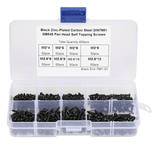 Juego de 400 piezas de tornillos autorroscantes con cabeza de cacerola negra M2/M2.6 kits surtidos - Imagen 4 de 11
