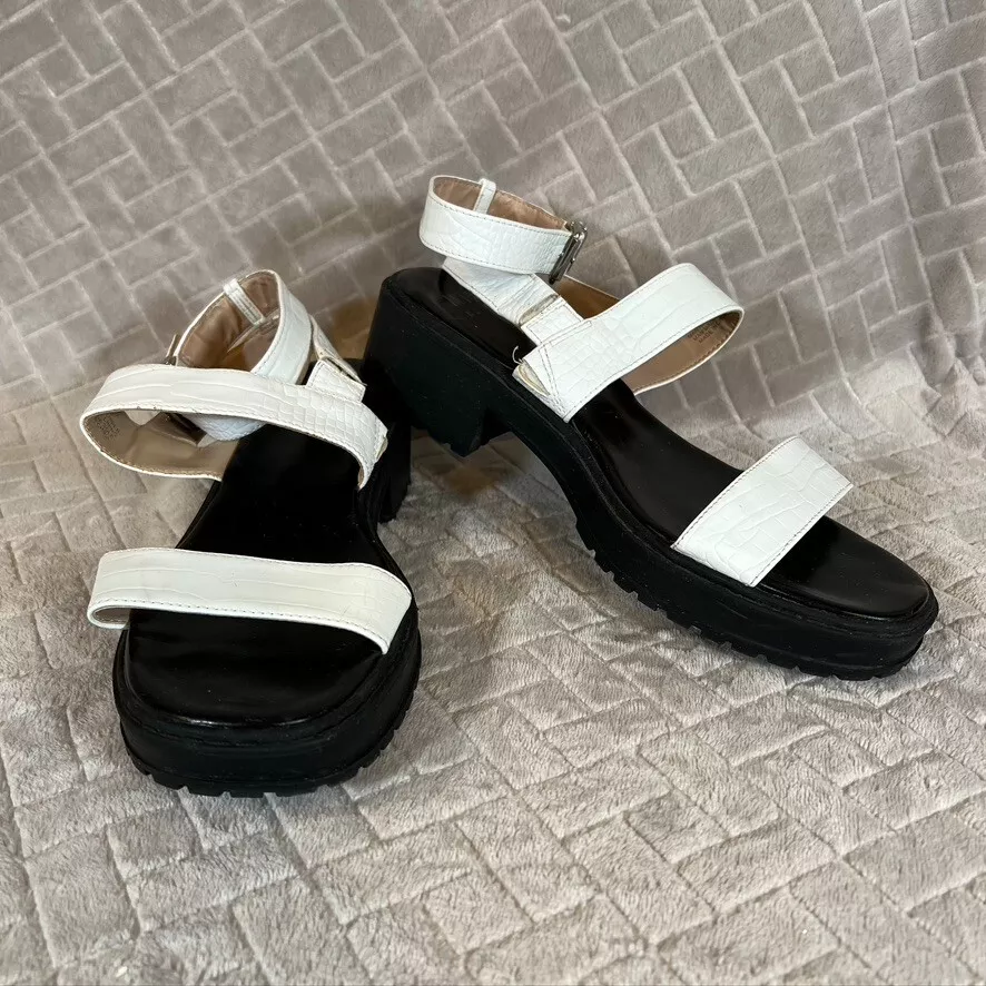 Womens Size 10 Mix No 6 Petrova Sandals Chunky Platform White