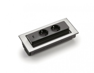 Naber Evoline BackFlip | 3-fach Einbau-Steckdose | Edelstahl | USB (8031151)