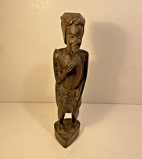 VINTAGE WOOD CARVED AFRICAN TRIBAL MAN HEAVY FIGURE ORNAMENT Carved Art
