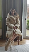 Merino Woolen Hooded Bathrobe Dressing SPA Gown 100 Sheep Wool Robe Merino Wool
