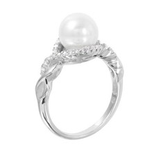 925 STERLING SILVER LADIES WEDDING RING/SZ 5-9 / W/ WHITE PEARL CENTER STONE