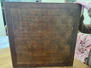 Vintage Leather Embossed Luxury Chess/Checker Board 28" handmade??