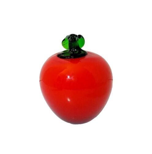 Art Glass Apple Red & Green Paper Weight - Picture 4 of 6