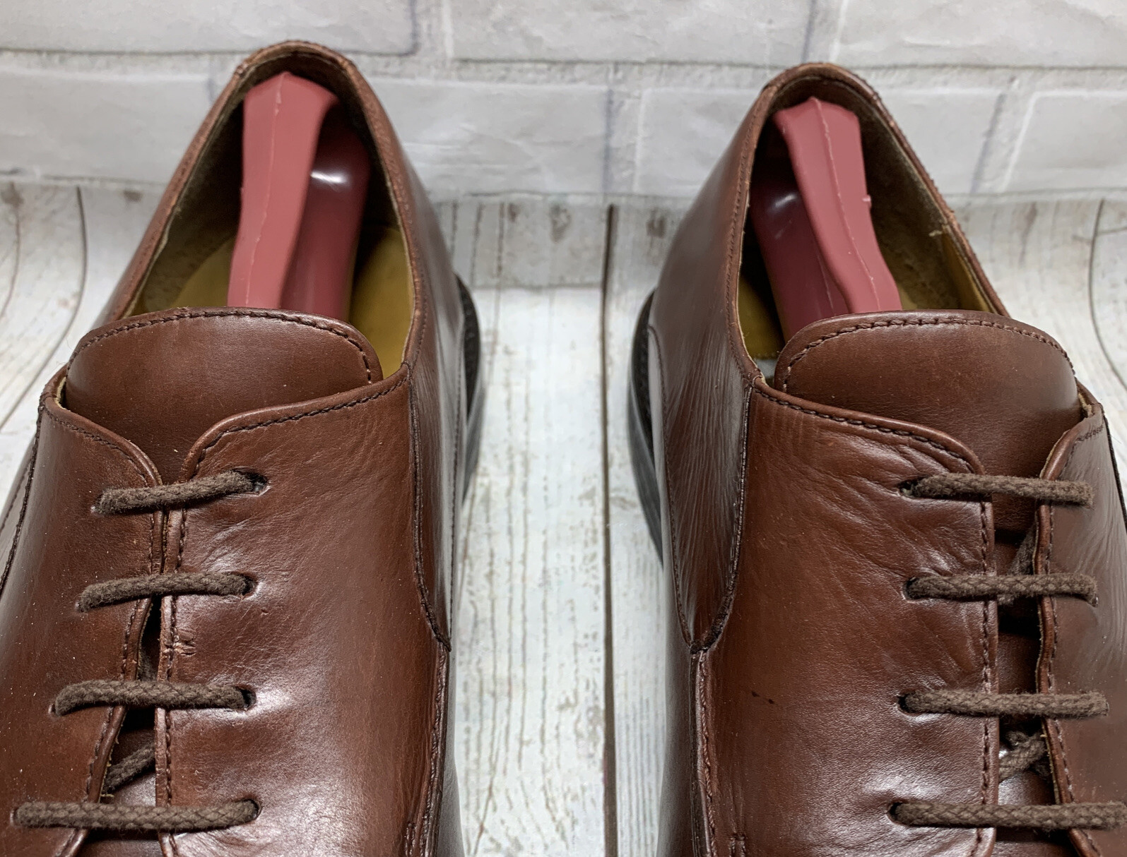 Johnston & Murphy Solid Brown Split Moc Toe Lace … - image 8