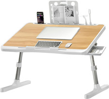 Laptop Desk for Bed, Adjustable Bed Table with USB Charge Port, Foldable Laptop