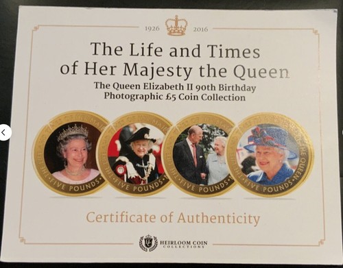 2016 Life & Times Queen Elizabeth II 90. Geburtstag Tristan Da Cunha £5 Münzen Set Echtheitszertifikat - Bild 9 von 10